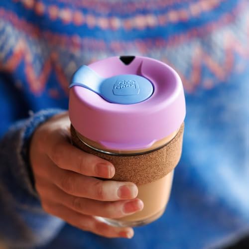 KeepCup Brew Cork, Reusable Glass Tumbler with Natural Cork, Short Coffee Cup 8oz / 227ml - Moonlight - Image 2