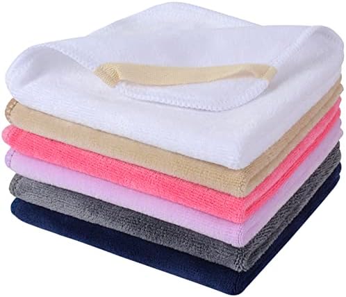 SINLAND Brushed Microfiber Facial Cloths Fast Drying Washcloth 12inch x 12inch Absorbent Face Wash Cloth Soft Makeup Remover Cloths by SINLAND