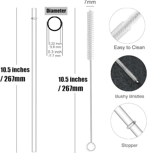 ALINK 12-Pack Reusable Clear Plastic Straws, 10.5-inch Hard Tumbler Straws - Image 2