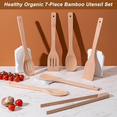 Eisinly 7-Piece Wooden Cooking Spoons, Sturdy Beech Utensil Set - Image 3