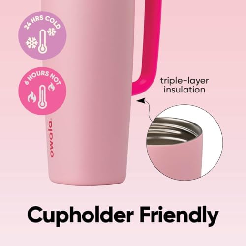 Owala SmoothSip Slider Stainless Steel Insulated Travel Mug with Handle, 100% Leak Proof, For Hot and Cold Drinks, Travel Friendly with Sliding Lock Lid, 24 oz, BPA Free, Leak Proof, Pucker Up - Image 3