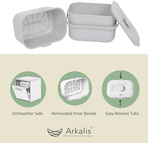 Kitchen Compost Bin – 1.3 Gallon Countertop Compost Bin with Lid, Odor-Blocking, No Charcoal Filters Needed, Indoor Compost Bin with Removable Basket, Easy Clean - Image 5