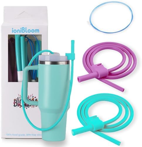 Extendable Long Straws for Stanley Cup, 2 Pack 35" Reusable Silicone Straws- CPC Certified, Fits 40 oz Tumbler And Large Water Bottle, Soft & Flexible Straw Accessories Gift Idea by Ionibloom