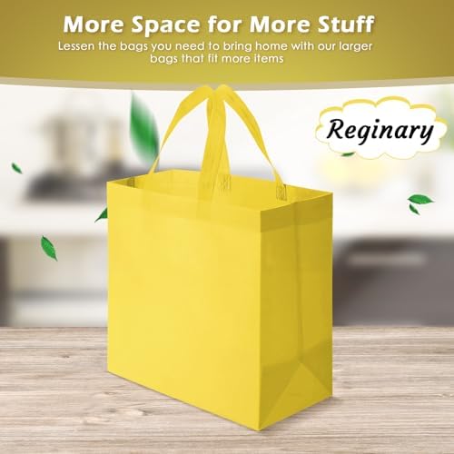 Reginary 100 PCS Non Woven Tote Bags Bulk,Yellow - Image 4