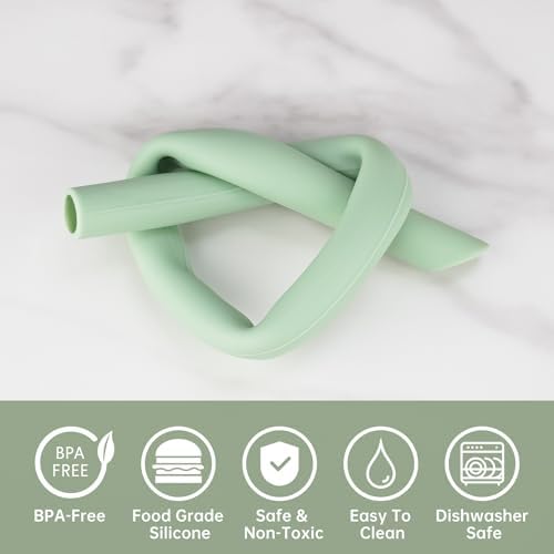 NiHome 6-Pack Wide Reusable Bent Silicone Straws for Smoothies, Milkshake - Image 6