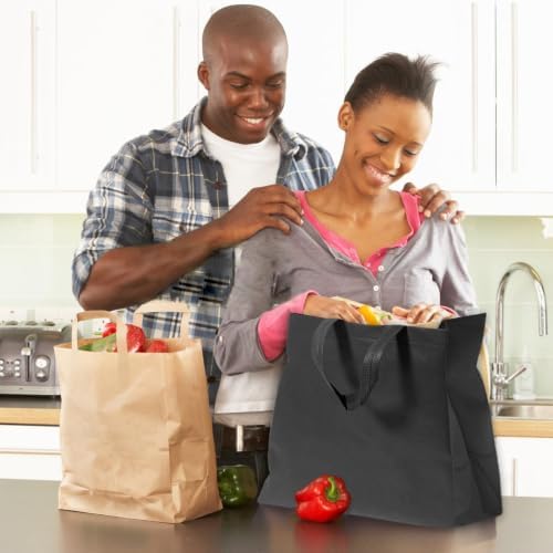 50pcs Reusable Grocery Bags with Handles Non Woven Shopping Tote Bags Bulk - Image 2