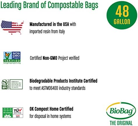 BioBag (USA) The Original Compostable Bag, 48 Gallon, 80 Count, 100% Certified Compostable Trash Bag Liners for Food Waste, Extra Strong and Durable, Trash Bag - Image 3