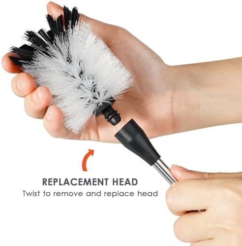 Bottle Cleaning Brush with 2 Replaceable Heads, 13 in, White - Image 3