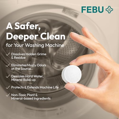 FEBU Washing Machine Cleaner Tablets, Made in USA, Deodorizer, 24 Tablets - Image 2
