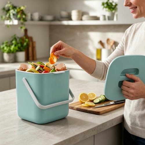 Compost Bin Kitchen, 0.7 Gal Sealed Countertop Compost Bin (Green) - Image 4