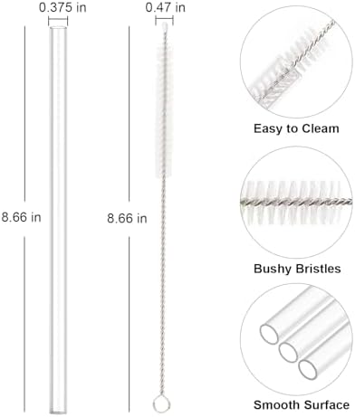 Replacement Straw Compatible with Stanley 14 oz 20 oz Cup Tumbler, 6 Pack Reusable Straw with Cleaning Brush, Plastic, Clear - Image 2