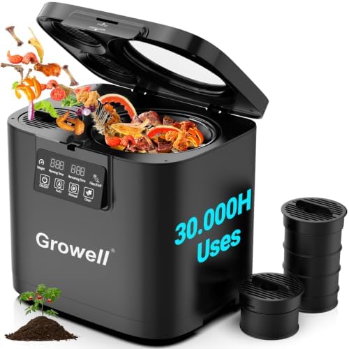 Growell Electric Composter for Kitchen, 4L Odorless Countertop Compost Bin by Growell