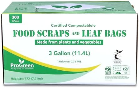 Compostable Bags 3 Gallon, Extra Thick 0.71 Mil, 300 Count, Small Kitchen Trash Bags, Food Scraps Yard Waste Bags, ASTM D6400 BPI And TÜV AUSTRIA Certified (300) - Image 2