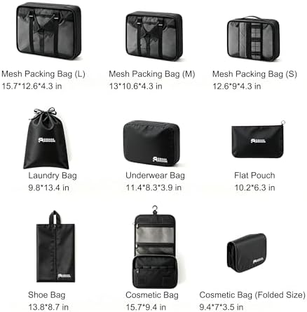8 Set Packing Cubes for Travel Essentials, Suitcase Organizer Bags, Carry-On Luggage Accessories for Travel Essentials, Must-Have for Airplane, Road Trip & Camping (Black) - Image 2