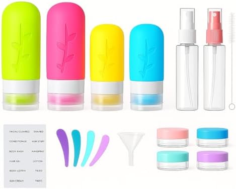 Tocelffe TSA Approved Travel Bottles Set – 18 Piece Leak-Proof Silicone Toiletry Kit with Clear Bag, Refillable Bottles, Jars, Spray Bottle & Accessories for Shampoo, Lotion and Body Wash - Image 2