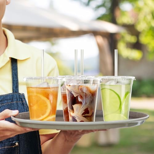 Dealusy 100 Pack - 16 oz Clear Plastic Cups with Lids and Straws - Image 7