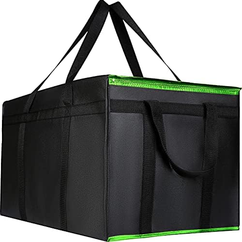 2 Pack XXXL-Large Insulated Grocery Shopping Bags, Green, Reusable Bag,Thermal Zipper,Collapsible,Tote,Cooler,Food Transport hot and Cold,for instacart,Camping,Recycled Material delivery Groceries, - Image 2