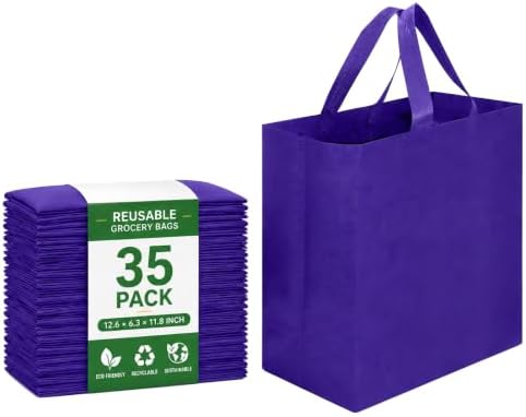 Reusable Grocery Bags 12.6 * 6.3 * 11.8 in - Non Woven Totes Bag with Reinforced Handles, Shopping Bags Bulk by Unknown