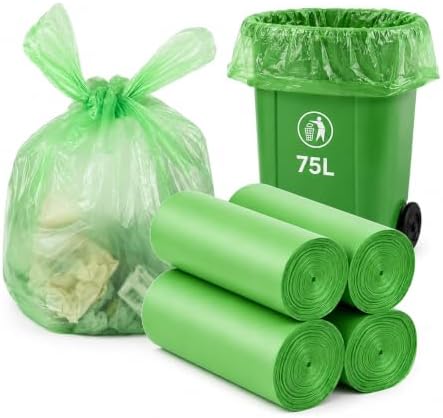 20 Gallon Compostable Trash Bags- 75L Compostable Organic Garbage Bags 100 Count,Large Biodegradable Bags for Household/Garden/Kitchen by EnthuLove