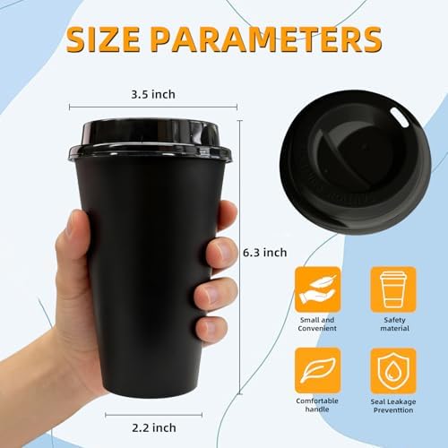 Plastic Reusable Coffee Cups with Lids, 15 Pack - Image 3