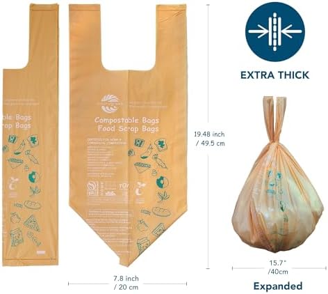 1.6 Gallon Compostable Handle Tie Garbage Bags, Small Trash Bags for Countertop Bin, Extra Thick 0.78 Mils, Certified US BPI ASTM D6400, 6 Liter, 50 Count - Image 5