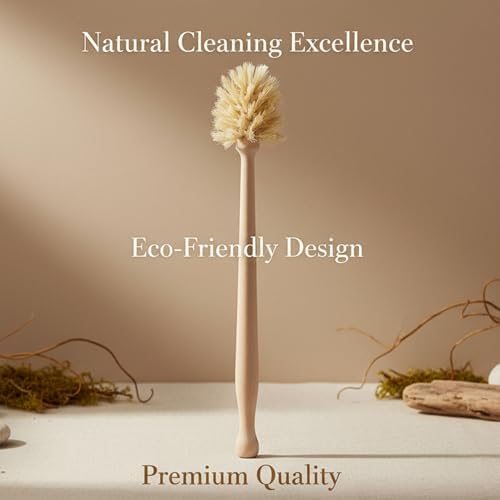 Wooden Dish Brush - Round Kitchen Scrub Brush for Pots, Pans & Cast Iron Skillets - Heavy Duty Vegetable Scrubber & Sink Cleaner (Natural Beech) - Image 3