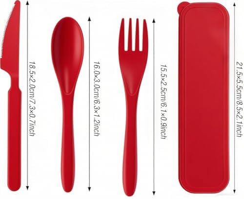 Reusable Portable Knife Fork Spoons Tableware(Yellow, Red, Dark Blue, Blue) - Image 2