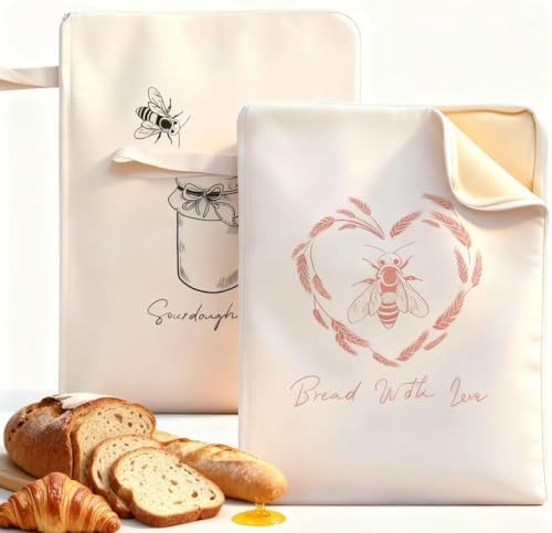 Premium Beeswax Bread Bags for Sourdough with Wide Zipper Access, 2 Pack XL(13x17in) Reusable Organic Beeswax-Coated Linen Cotton Bread Bags for Homemade Bread, Keeps Bread Fresh Naturally by Unknown