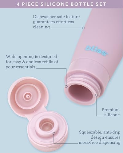 Bliss Travel Bottles Set TSA Approved Leak-Free Refillable Toiletries - Image 4