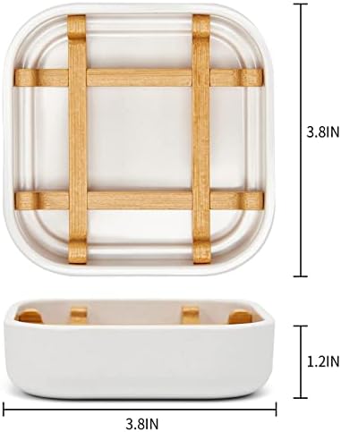 Bamboo Soap Dishes for Bar Soap Holders for Shower for Bathroom Sink Bulk Small Wooden Soap Tray Jabonera Pretty Neat Ventilated Soap Dish Disj Disk, Detachable (Single Rounded White) - Image 2