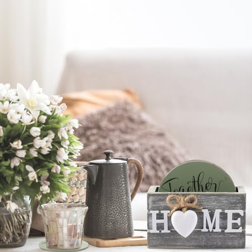 Queekay House Warming Gifts New Home Farmhouse Coasters Set of 6, Green - Image 6
