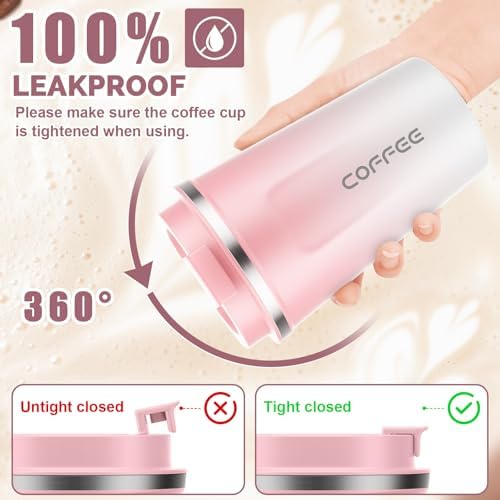 CS COSDDI 12 oz Coffee mug - Stainless Steel Coffee Cup with Leakproof Lid - Image 3