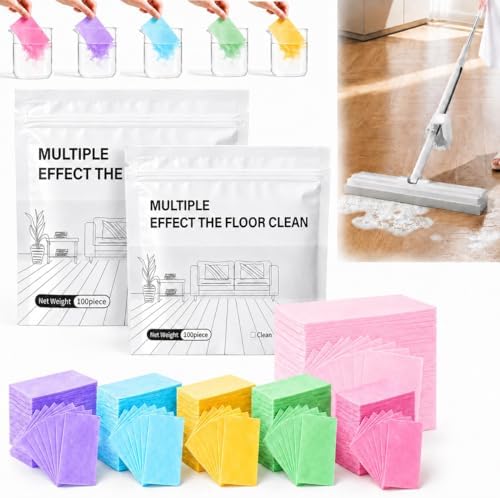 Multi-effect Floor Cleaner Sheets, Multi-surface Clean Tablets, 100-Count Fast-Dissolving Mopping and Deep Cleaning Solution for Hardwood, Wood, Tile, Vinyl, Marble, Laminate Floors by Huprh