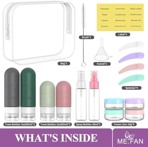 ME.FAN 18 Pack Travel Bottles for Toiletries, TSA Approved, Morandi - Image 2