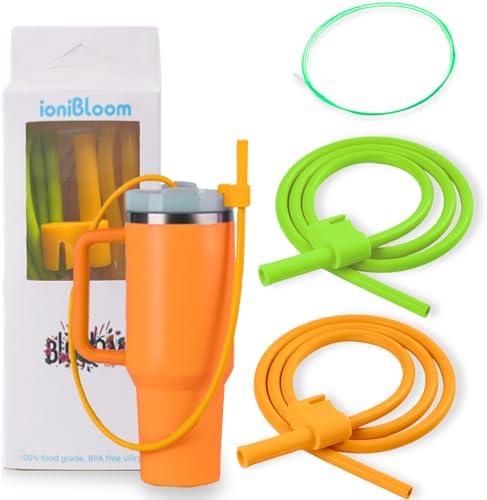 Extendable Long Straws for Stanley Cup, 2 Pack 35" Reusable Silicone Straws- CPC Certified, Fits 40 oz Tumbler And Large Water Bottle, Soft & Flexible Straw Accessories Gift Idea by Ionibloom