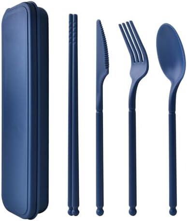 Reusable Utensils Set with Case, Plastic Travel Utensils by NANAOUS