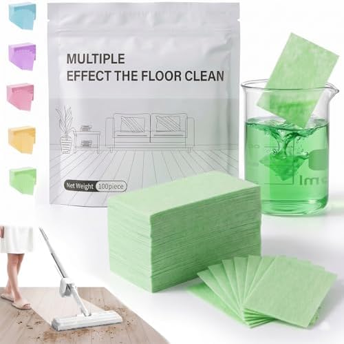 Multi-Surface Floor Cleaner Tablet, Multi-Effect Floor Cleaning Sheets Wood Cleaner Tablets for Mopping Luxury Vinyl Plank Wood Flooring Deep Cleans (Gardenia Scent, 60PCS) by WelcometoSundownAura