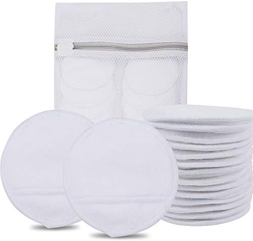 KinHwa Reusable Makeup Remover Pads Microfibre Round Face Pads for Face Eyes Lips Washable Face Cloths for All Skin Types and Toner 14 Pack White With Laundry Bag by KinHwa