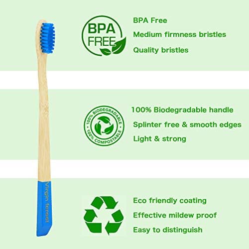 Virgin Forest Bamboo Toothbrushes 6pk, Charcoal Bristles BPA Free - Image 5