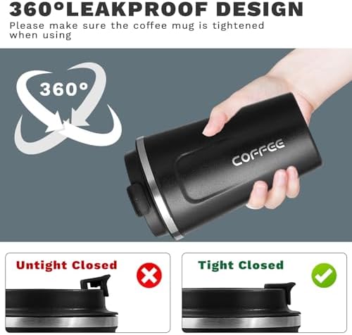 Insulated Travel Coffee Mug, Stainless Steel Coffee Cup with Leakproof Lid - Image 5