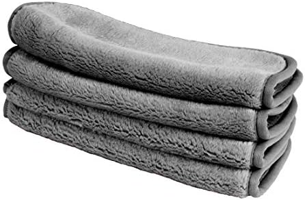 Eurow Reusable Makeup Remover Cloths, Soft Microfiber Face Towels for All Skin Types, Chemical-Free, Protective, Machine Washable, Gentle & Effective Facial Cleansing, 8"x8", Gray, 4-Pack by Eurow