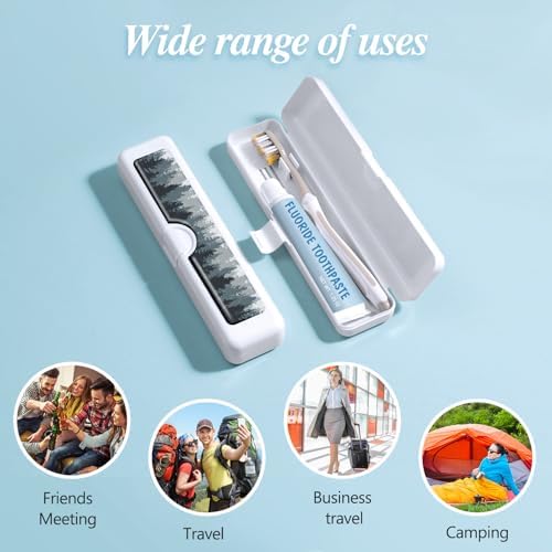 Toothbrush Travel Case - Colorful Pattern, Holder and Covers for Toothbrushes, Includes Tongue Scraper Case - Image 6