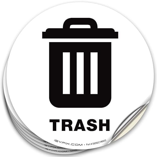 iSYFIX Trash Can Stickers Signs, 6 Pack, 5 inch by iSYFIXPremiumLetterNumberSigns