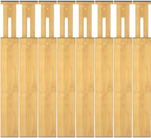 Bamboo Drawer Dividers, Adjustable Drawer Organizers, Fits 17.6–21" Drawers by Ryqtop