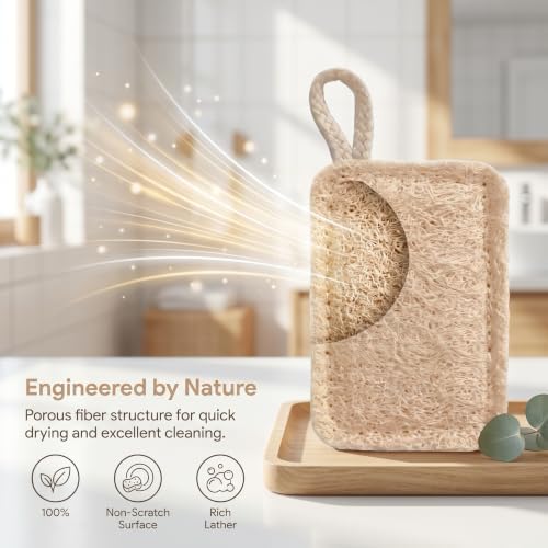 Natural Loofah Slices - 6 Pack Plant-Based Dish Scrubber Pads - Image 5
