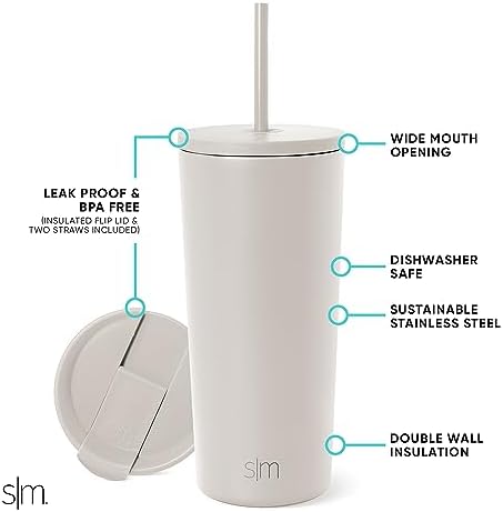 Simple Modern Iced Coffee Tumbler, Insulated | 20oz | Beige - Image 2