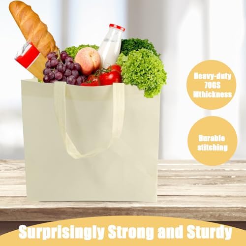 50pcs Reusable Grocery Bags with Handles Non Woven Shopping Tote Bags Bulk - Image 6