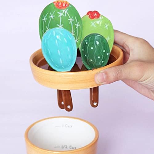 Cactus Measuring Spoons Set in Pot Ceramic House Warming Gifts New Home - Image 3