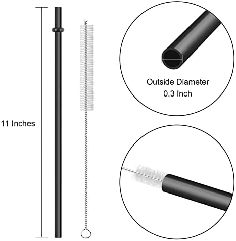15 Pieces 11 Inch Black Reusable Plastic Replacement Drinking Straws, Fit for 24 oz 32oz 40oz Mason Jars, Tumblers, Extra Long Unbreakable Drinking Straws with Cleaning Brush, BPA Free - Image 2