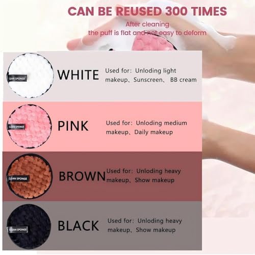 Reusable Soft Makeup Remover Pads for All Skin - 4 Pack Microfiber Face Rounds Wipes Heavy Mascara Eye Shadow Facial Cleansing Puffs Foundation, Washable Removal Cloth, Chemical Free - Image 5